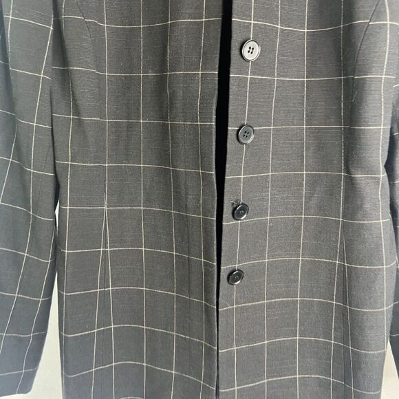 Anne‎ Klein Suits Black Lightly Checkered Lined Blazer Single Breasted Size 6 - Picture 4 of 9